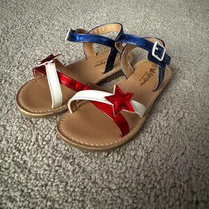 Girls Patriotic Star Sandals | Size Kids 10 | Self Esteem USA